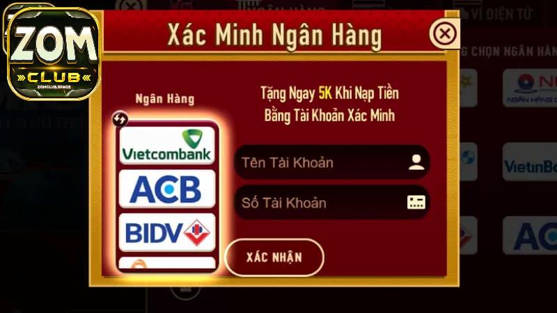 Hướng dẫn rút tiền ZomClub qua hình thức ngân hàng